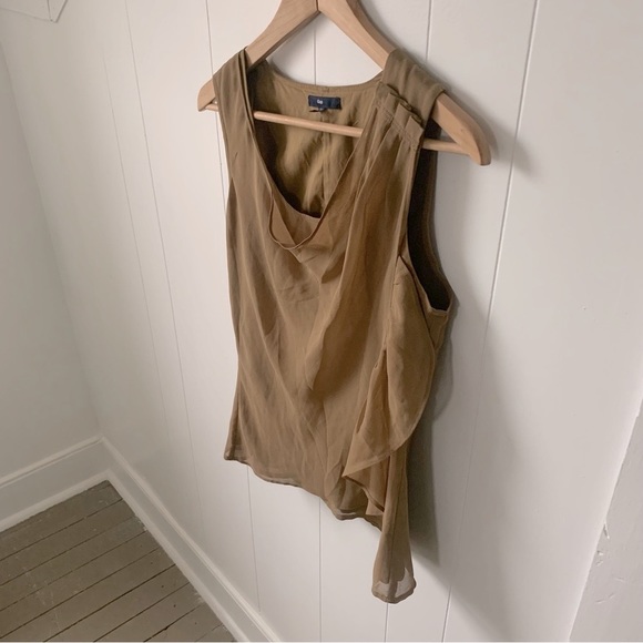 GAP Blouse ruffles sleeveless beige yellow Size XS - Picture 5 of 8